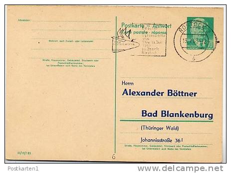 OSTSEEWOCHE ROSTOCK 1963 Auf DDR P70 IIA Antwort-Postkarte ZUDRUCK BÖTTNER #1 - Privé Postkaarten - Gebruikt