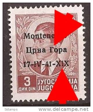 1941 X  5  MONTENEGRO CRNA GORA ITALIA OCCUPAZIONE ERROR  OVERPRINT  NEVER HINGED - Montenegro