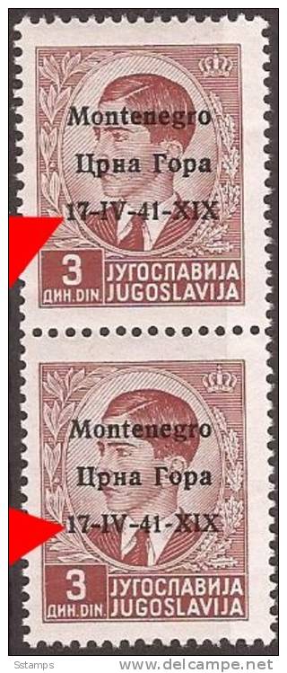 1941 X  5  MONTENEGRO CRNA GORA ITALIA OCCUPAZIONE ERROR  OVERPRINT  NEVER HINGED - Montenegro