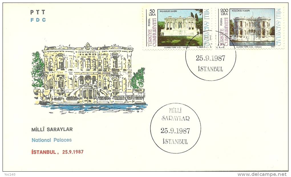 Turkey; FDC 1987 National Palaces - FDC