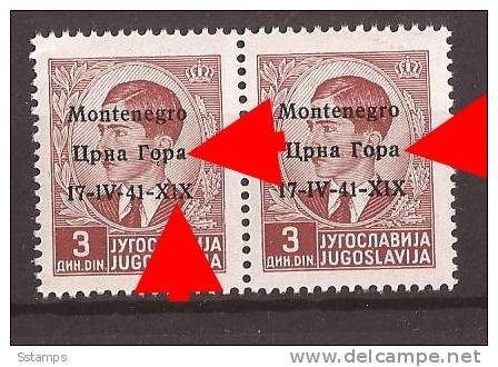 1941 X  5  MONTENEGRO CRNA GORA ITALIA OCCUPAZIONE ERROR  OVERPRINT  NEVER HINGED - Montenegro