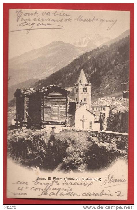 YENT-34 Entremont  Bourg St-Pierre, Route Grand St Bernard,Raccards, Eglise. Préc. Militaire. CPN 2143, Pli Angle Léger - Bourg-Saint-Pierre 
