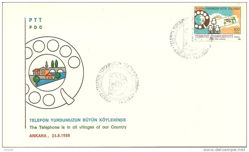 Turkey; FDC 1988 The Telephone Is In All Villages Of Turkey - FDC