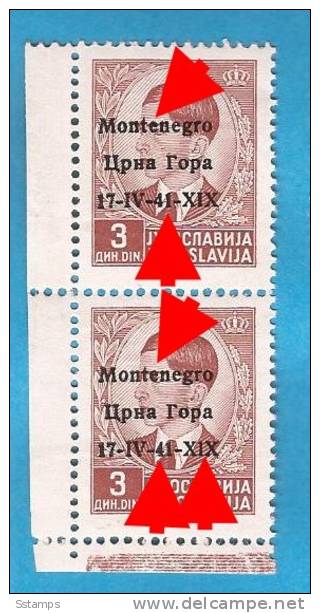 1941 X  5  MONTENEGRO CRNA GORA ITALIA OCCUPAZIONE  ERROR OVERPRINT  NEVER HINGED - Montenegro