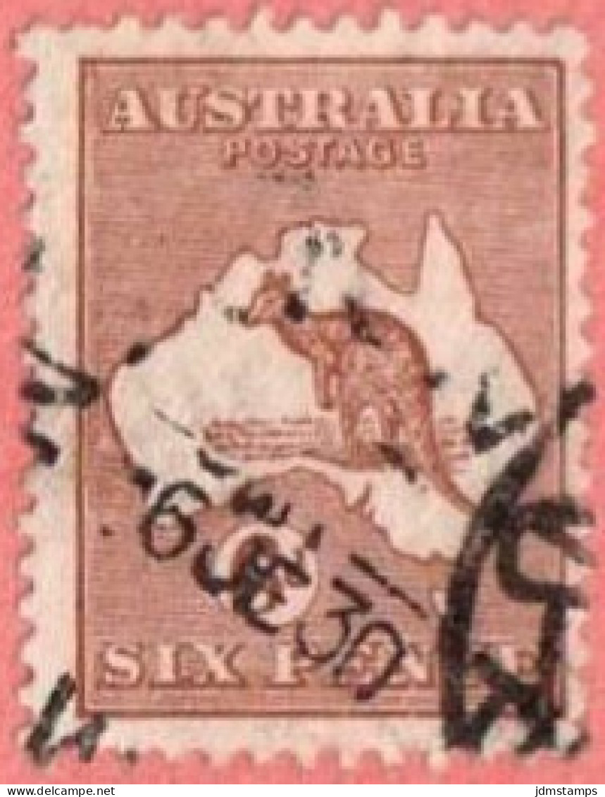 AUS SC #96  1929 Kangaroo And Map W/nibbed Perf @ TL, CV $11.00 - Used Stamps