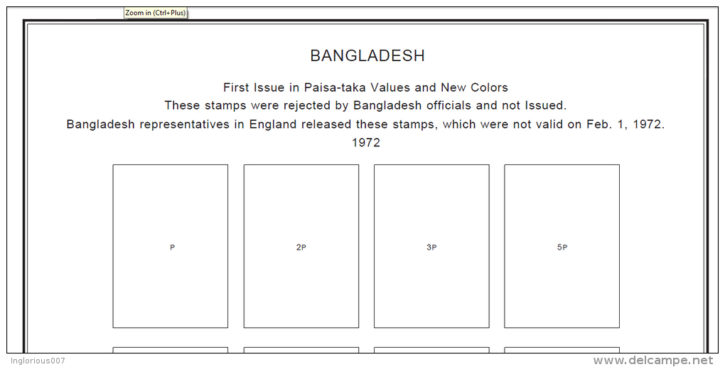 BANGLADESH STAMP ALBUM PAGES 1971-2011 (165 Pages) - Anglais
