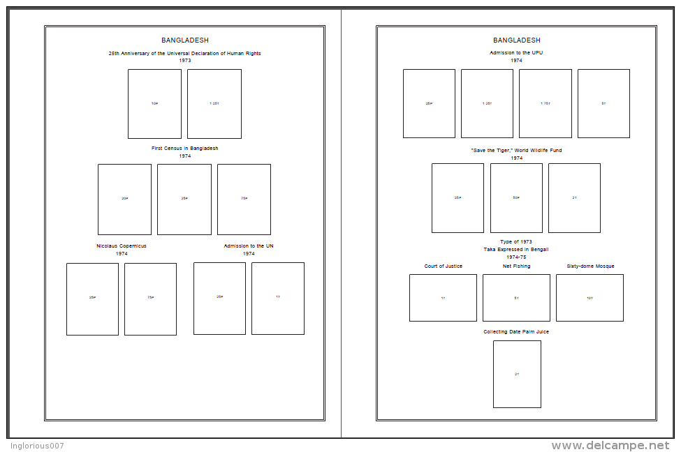 BANGLADESH STAMP ALBUM PAGES 1971-2011 (165 Pages) - Anglais
