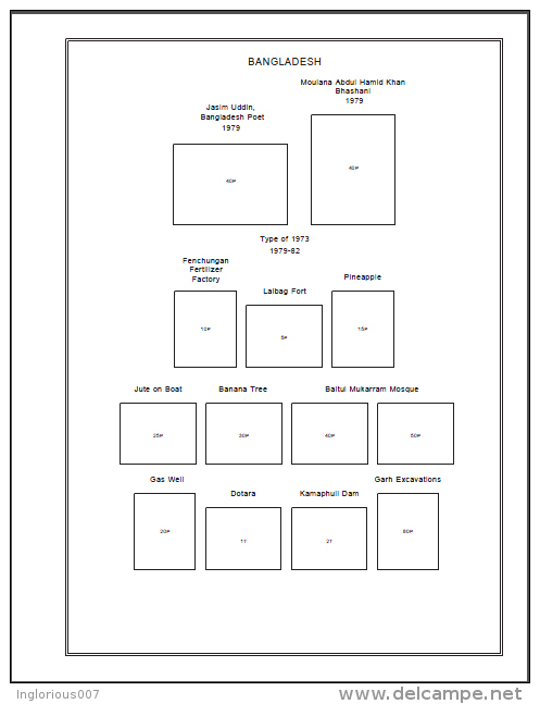 BANGLADESH STAMP ALBUM PAGES 1971-2011 (165 Pages) - Inglés