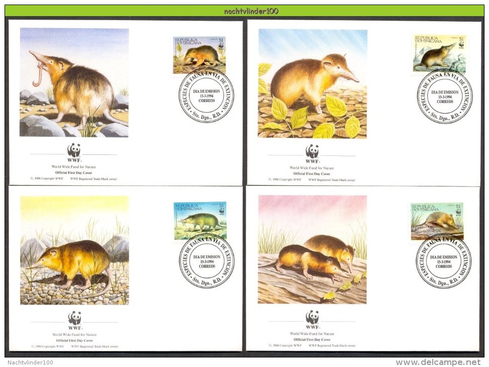 Mud160fb WWF FAUNA ZOOGDIEREN SOLENODON MAMMALS DOMINICA 1994 FDC's - FDC