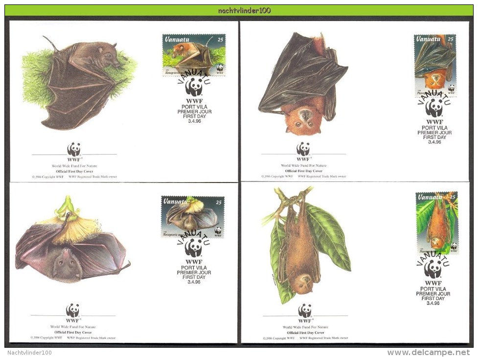 Mzi196fb WWF FAUNA ZOOGDIEREN VLEERMUIZEN FRUIT BATS MAMMALS FLEDERMÄUSE CHAUVE SOURIS VANUATU 1996 FDC's - Chauve-souris