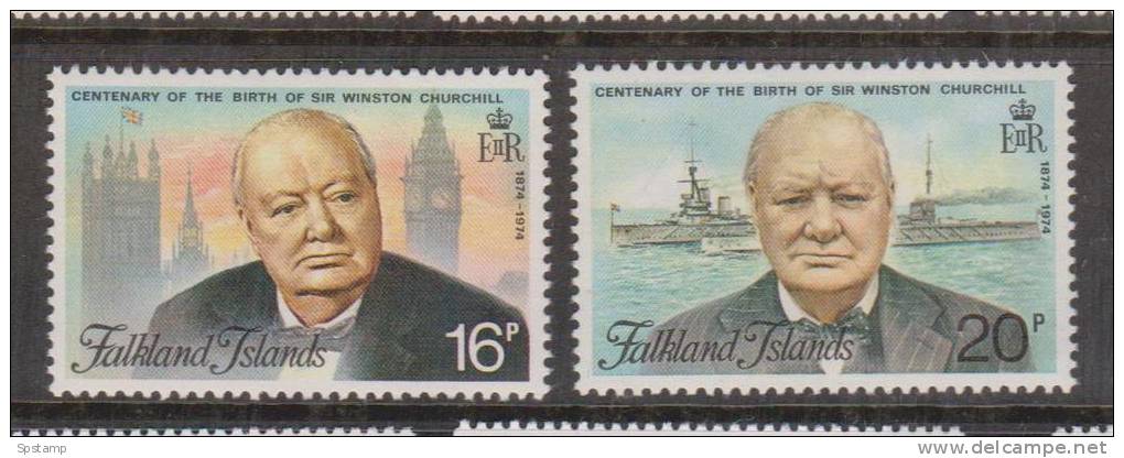 Falkland Islands 1974 Churchill Memorial Set (2) MNH - Falkland Islands