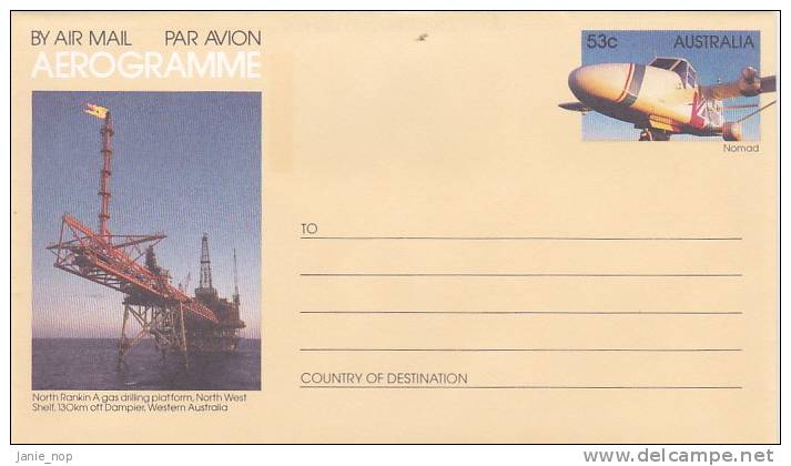 Australia 1987  A 81 A Gas Drilling Platform, Mint Aerogramme - Aérogrammes