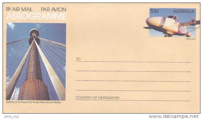 Australia 1987 A 82  Sydney Tower Mint Aerogramme - Aérogrammes