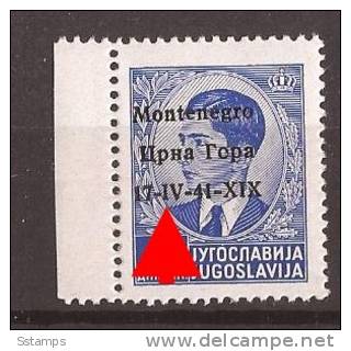 1941 X  6  MONTENEGRO CRNA GORA ITALIA OCCUPAZIONE ERROR  OVERPRINT  NEVER HINGED - Montenegro