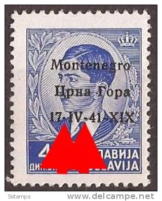 1941 X  6  MONTENEGRO CRNA GORA ITALIA OCCUPAZIONE ERROR  OVERPRINT  NEVER HINGED - Montenegro