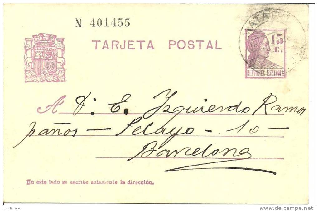 E.POSTAL COMERCIAL MATARO - 1931-....