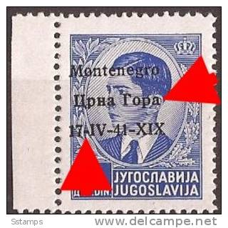 1941 X  6  MONTENEGRO CRNA GORA ITALIA OCCUPAZIONE ERROR  OVERPRINT   NEVER HINGED - Montenegro