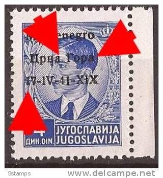 1941 X  6  MONTENEGRO CRNA GORA ITALIA OCCUPAZIONE ERROR  OVERPRINT   NEVER HINGED - Montenegro