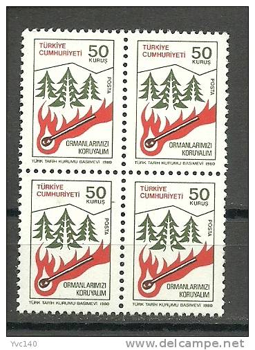 Turkey; 1980 Regular Issue With The Subject Of Forest (Block Of 4) - Nuevos