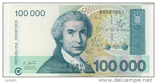 BILLET 100000 DINARS #  1993 # NEUF - Kroatien