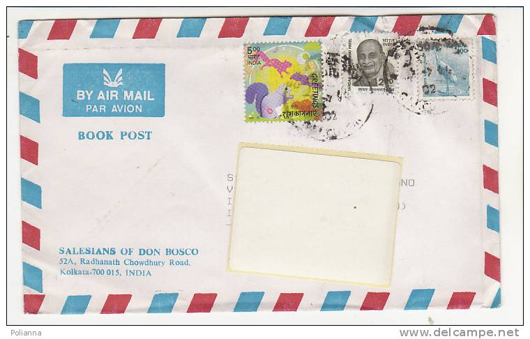 A2028 - 3 Valori India    VG Kolkata-Pino Torinese  2002 - Covers & Documents