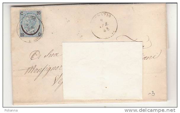 A2063 -  20 Cent Ferro Di Cavallo  VG Fano 1865? - Storia Postale