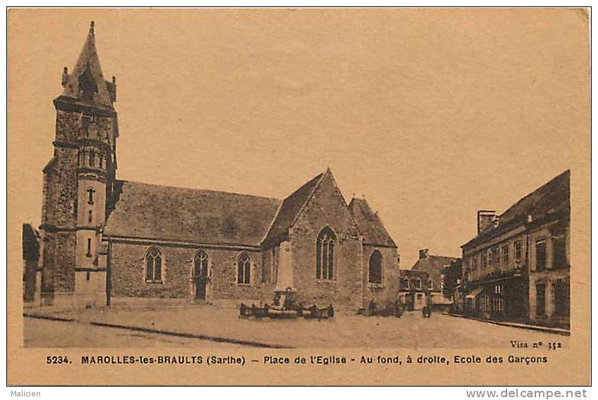 Sarthe -ref 143- Marolles Les Braults - Place De L Eglise - Carte Bon Etat  - - Marolles