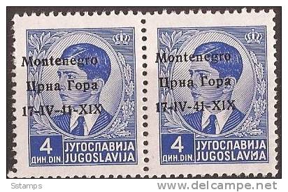 1941 X  6  MONTENEGRO CRNA GORA ITALIA OCCUPAZIONE  ERROR OVERPRINT  MOVED  NEVER HINGED - Montenegro