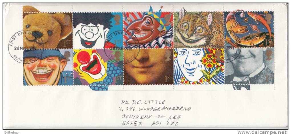 Great Britain FDC Scott #1313a Booklet Pane Of 10 Greetings Famous Smiles - 1991-2000 Decimal Issues