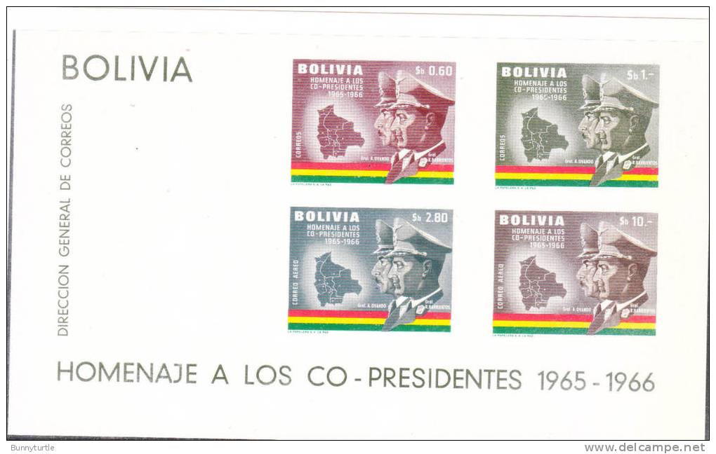 Bolivia 1966 Co-President S/S Imperf MNH - Bolivia