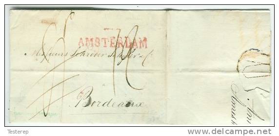 Vouwbrief AMSTERDAM (rode Langstempel Met ?? Boven TER)17.11.1814 Naar Bordeaux - ...-1852 Préphilatélie