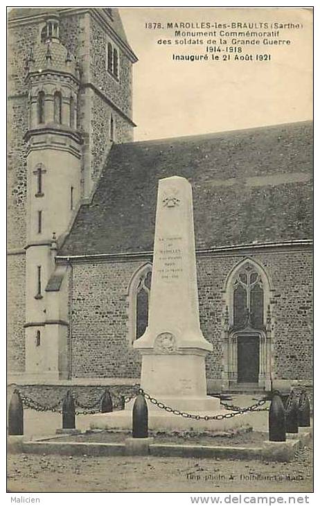 Sarthe -ref 69- Marolles Les Braults - Monument Aux Morts De La Guerre 1914-18- Carte Bon Etat - - Marolles