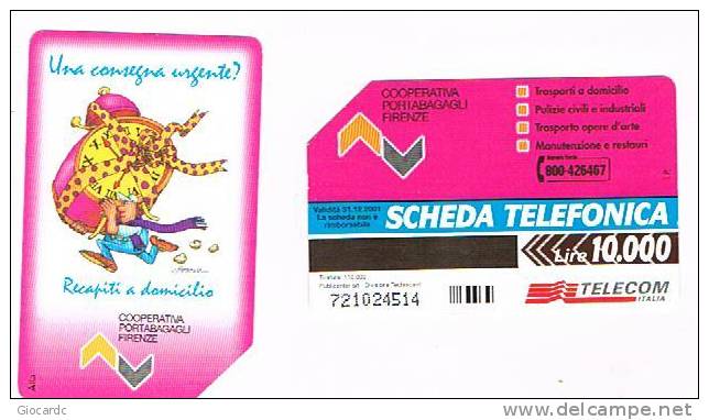 TELECOM ITALIA - C.& C. F3123 -  COOPERATIVA PORTABAGAGLI FIRENZE       - USATA - Public Special Or Commemorative