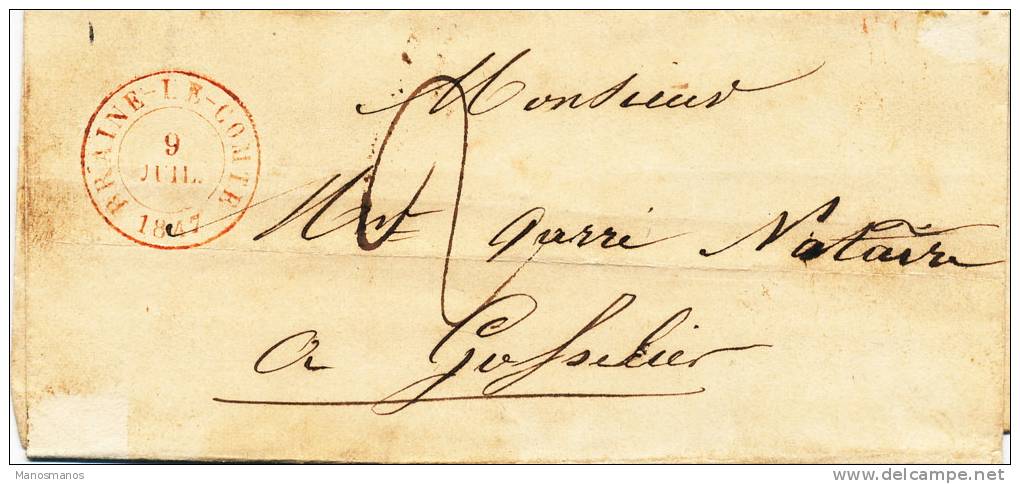 619/20 - Lettre Précurseur 1847 BRAINE LE COMTE Vers Notaire à GOSSELIES - 1830-1849 (Belgique Indépendante)