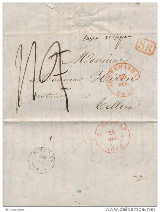 624/20 - Lettre Précurseur 1846 NEUFCHATEAU Vers TELLIN - Type 18 WELLIN Via ST HUBERT - RARE Mention Taxe Rectifiée - 1830-1849 (Unabhängiges Belgien)