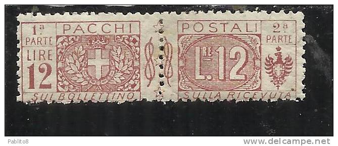 ITALY KINGDOM ITALIA REGNO PACCHI POSTALI 1914 - 1922  NODO DI SAVOIA LIRE 12  MNH - Postal Parcels