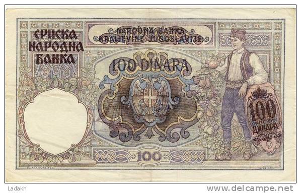 BILLET DE SERBIE # 100 DINARAS # CENT DINARAS # 1ER MAI 1941 # - Serbie