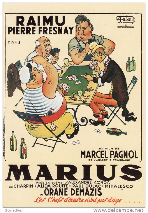 MARIUS FILM DE MARCEL PAGNOL MARSEILLE VIEUX PORT RAIMU DEMAZIS CHARPIN AFFICHE CINEMA ILLUSTRATEUR DUBOUT - Dubout