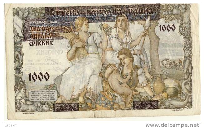 BILLET DE SERBIE # 1000 DINARS  # MILLE DINARS   # 1 ER MAI 1941  # - Serbia