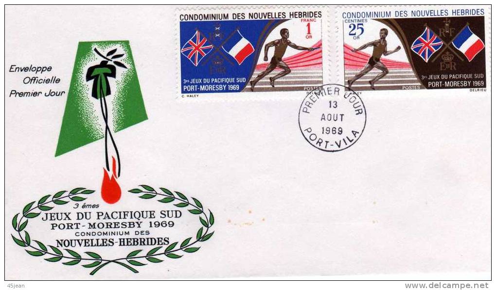 Nouvelles Hébrides: 1969 Belle Fdc Série 3emes Jeux Du Pacifique Sud - FDC