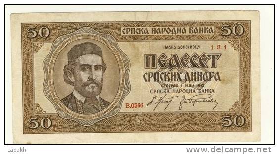 BILLET DE SERBIE # 50 DINARS  # CINQUANTE DINARS   # 1 ER MAI 1942  # - Serbia