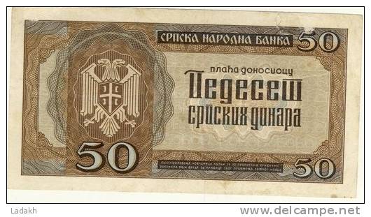 BILLET DE SERBIE # 50 DINARS  # CINQUANTE DINARS   # 1 ER MAI 1942  # - Serbie