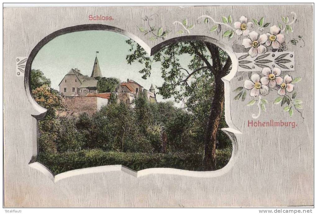 Schloß Hohenlimburg Hagen Jugenstil Passepartout Karte Color Blumen 13.11.1905 - Hagen