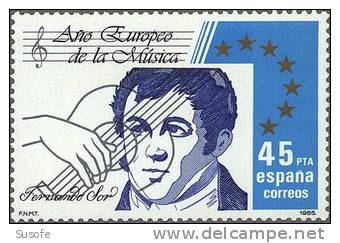 España 1985 Edifil 2805 Sello ** Año Europeo De La Musica Fernando Sor Yvert2423 Scott2444 Spain Stamps Espagne Timbre - Neufs