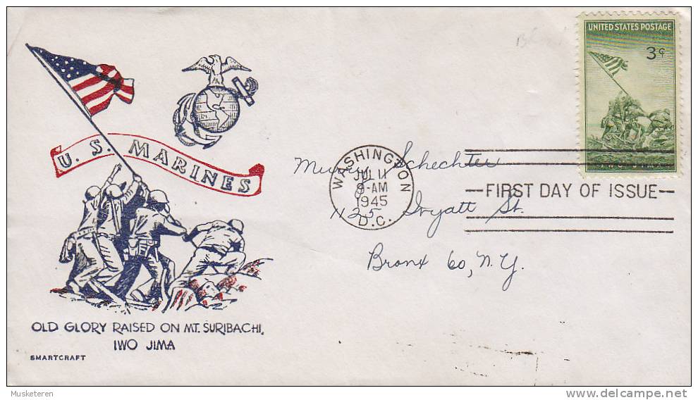 United States Ersttags Brief FDC Cover 1945 Schlacht Von Battle Of Iwo Jima U.S. Marines Smartcraft Cachet - 1941-1950