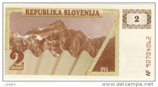 BILLET DE SLOVENIE # 2 TOLARS  # DEUX TOLARS  #  AF 90704062 # 1990 - Slowenien