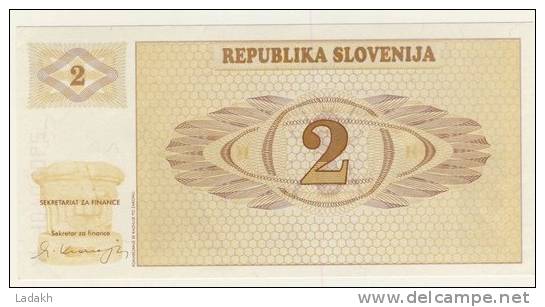 BILLET DE SLOVENIE # 2 TOLARS  # DEUX TOLARS  #  AF 90704062 # 1990 - Slovenia