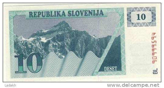 BILLET DE SLOVENIE # 10 TOLARS  # DIX TOLARS  # 1990 - Slovénie