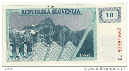 BILLET DE SLOVENIE # 10 TOLARS  # DIX TOLARS  # 1990 - Slovenia