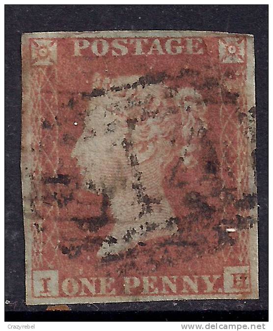 GB 1841 QV 1d Penny Red IMPERF Blued Paper ( I & H ) ( K733 ) - Usati